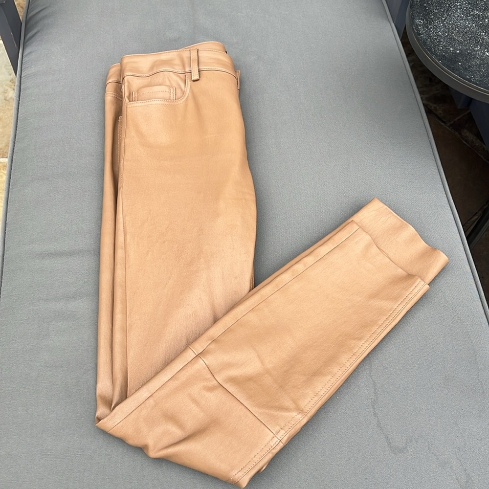 THEORY 100% Lambskin Leather Pants. Tan. SZ 0. 25” Waist.